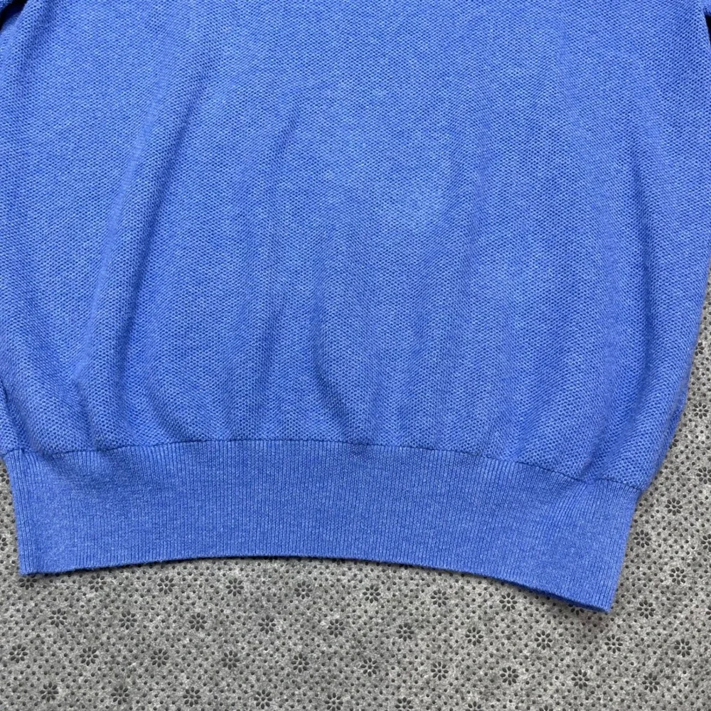 Polo Ralph Lauren Blue Pima Cotton Quarter Zip Sweater Mens XL Pony‎ Logo